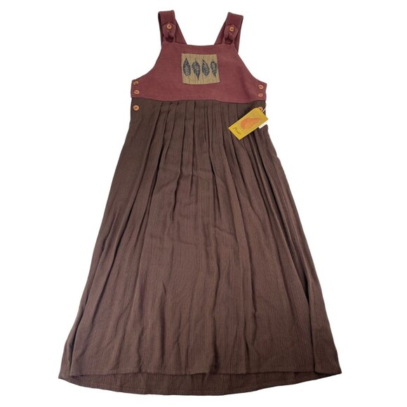 Vintage Pear Two Piece Set Shirt Brown Women's Maxi Cotton Dress XL NWT USA Made - Picture 2 of 11